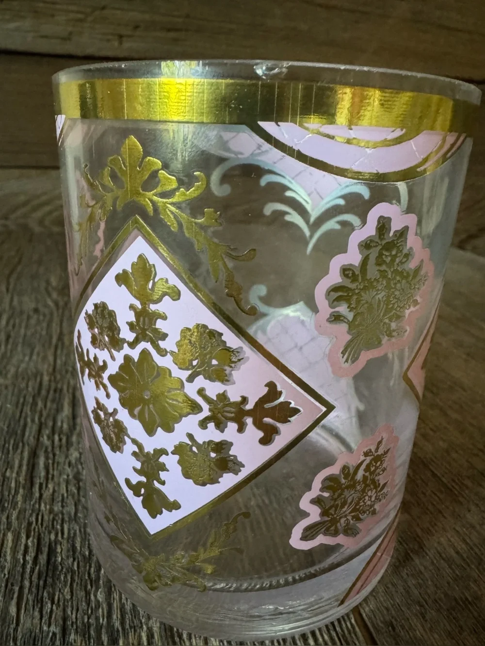 Vintage Culver Valencia lowball glass in a classic Hollywood Regency style